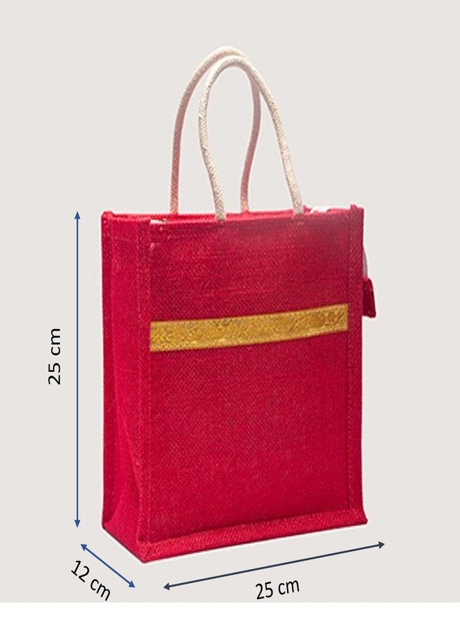 Soman Jute Ecofriendly Return Gift Bags with Zip Hot Pink Pack of 10 Bags - Image 3